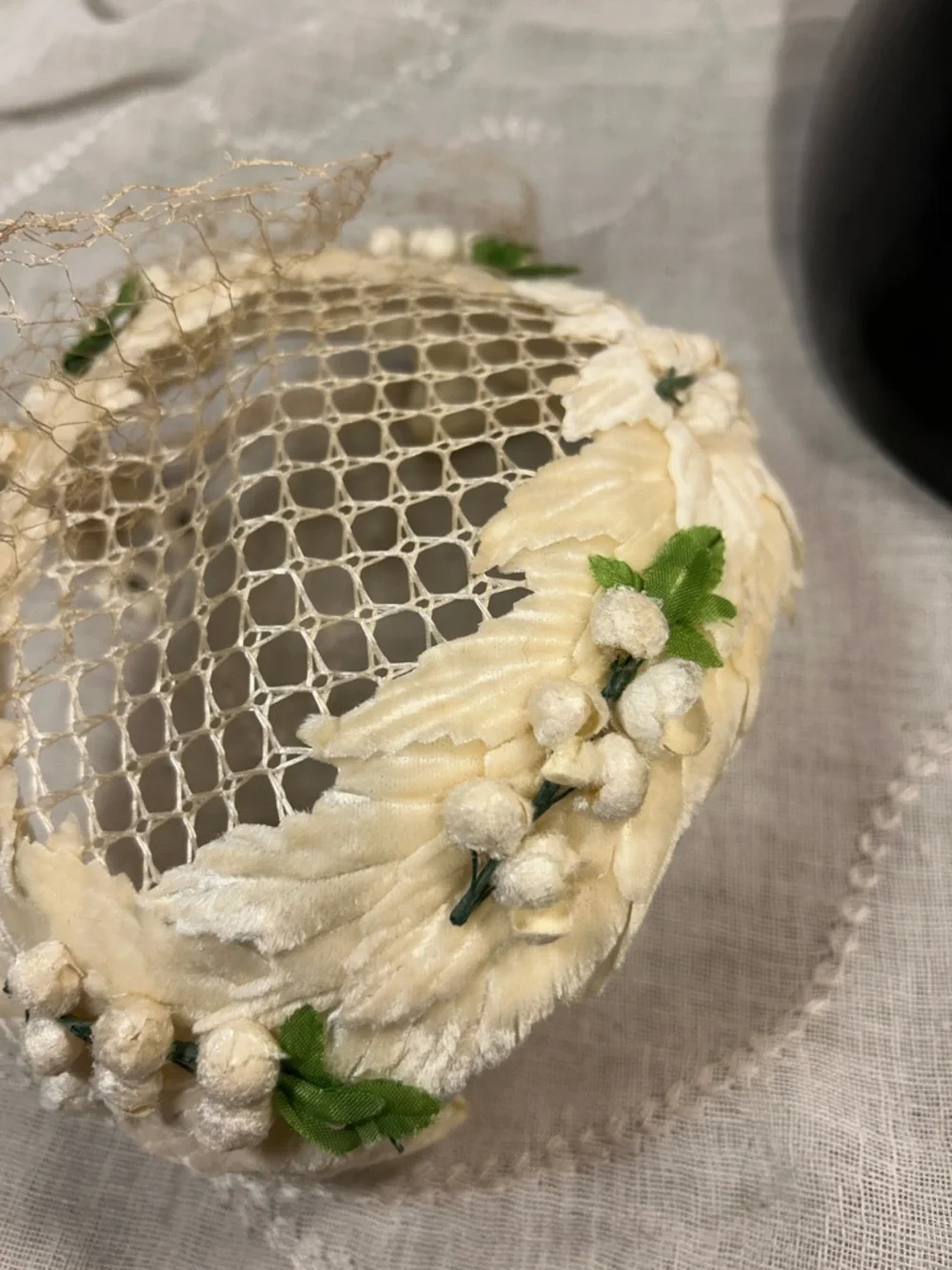 Vintage floral flower headpiece halo piece Lily of the Valley - Picture 11 of 12